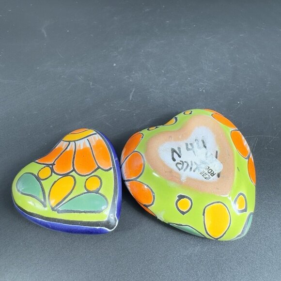 Mexican Pottery Heart Shape Trinket Dish Holder Jewelry Holder Container Marked - Picture 12 of 12